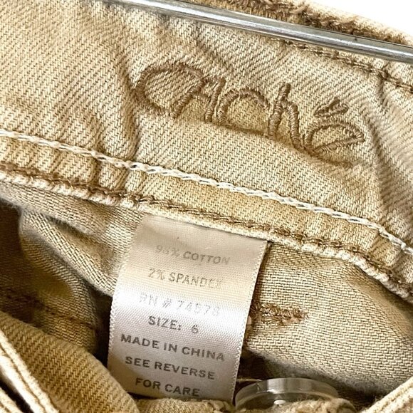 Cache Y2K Jeans Size 6 Tan Chestnut Mid Rise Skinny Ankle Crop Rhinestone Button - Picture 6 of 6